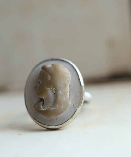1943 Sweden / Italian Antique Lava Cameo Ring / Silver