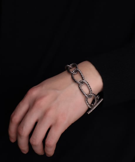 c.1950 France / Rope-edged Link Bracelet / Silver 800
