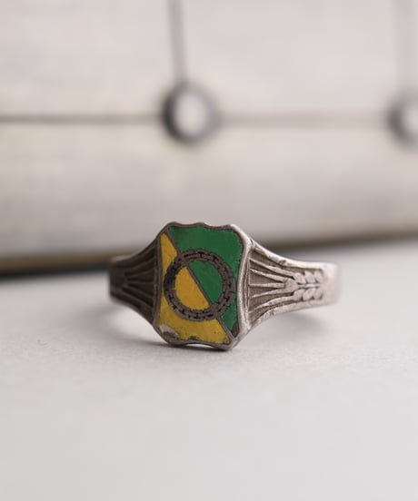 c.1950 Finland / Enamel Memory Ring / Silver 813 by Veljekset Sundqvist