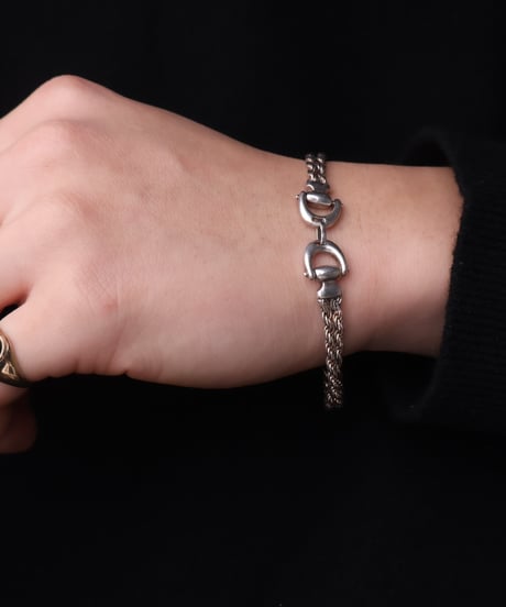 c.1980 France / Horse Bit Double Twist Bracelet / Silver 925