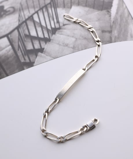 c.1960 France ID Plate Maille Cheval Bracelet / Silver 800