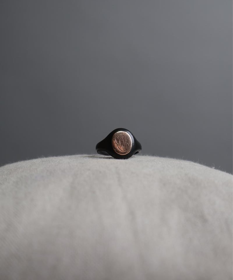 English antique モーニングジュエリー ジェットリング /9CT gold |