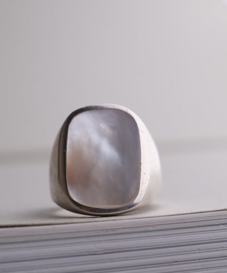 c.1960–1970 East Europe  / Mother of Pearl Signet Ring / Silver 925