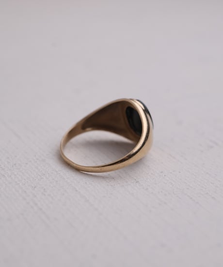 c.1970 England (Birmingham) / シグネットリング / 9ct Gold×Black Onyx
