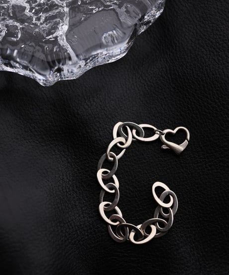 c.1980 Italy Modern Heart Chain Bracelet / Silver 925
