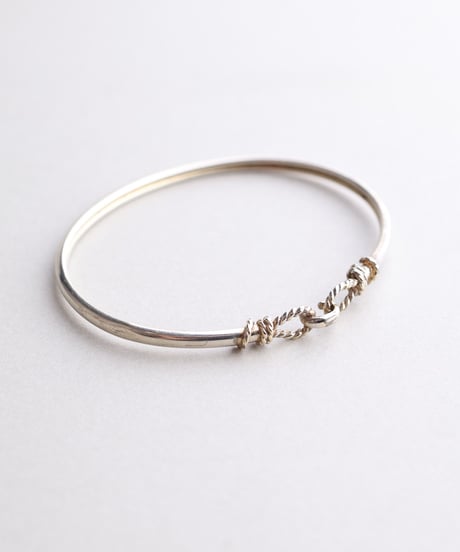 c.1940 France / Rope-linked Bangle / Silver 800 with Vermeil traces