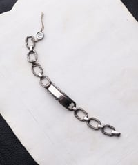 c.1950 France / Chevron Engraved ID Bracelet / Silver 800