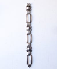 c.1930 Czechoslovakia / Art Deco Floral & Rectangle Link Bracelet / Silver 900