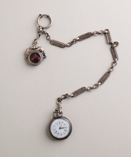 c.1880–1920 Austria-Hungary / ウォッチチェーン / Silver 750 & Banded Onyx