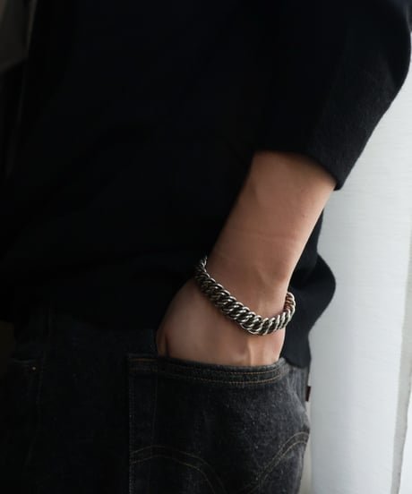 c.1960 France Paris / Double Gourmette Bracelet / Silver 800