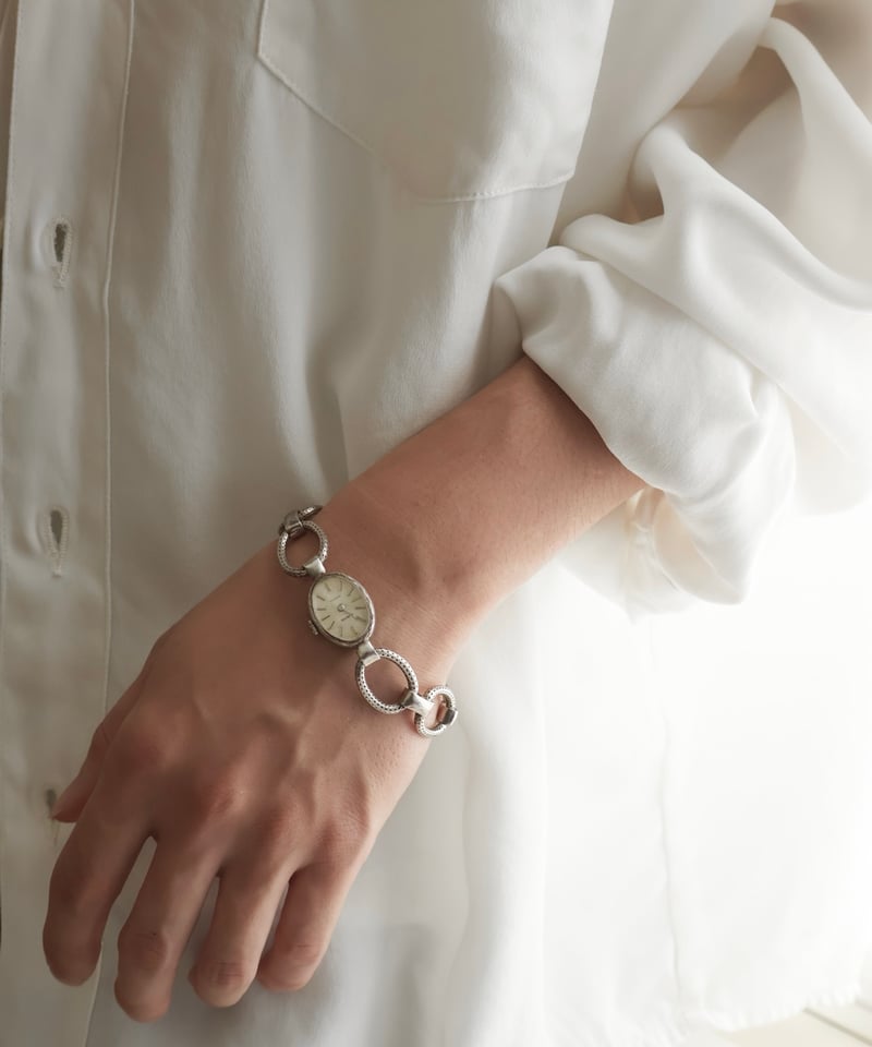 1950s 60s vintage フランス製 シルバー ブレスレット c.1950-60 France / AURORE / チェーンブレスレットウォッチ / Si