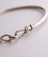 c.1940 France / Rope-linked Bangle / Silver 800 with Vermeil traces