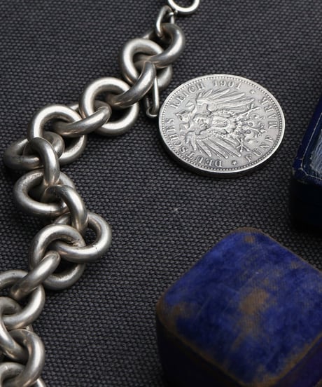 c.1930 Germany / ラウンドチェーンブレスレット / Silver 800 × 5マルクコイン