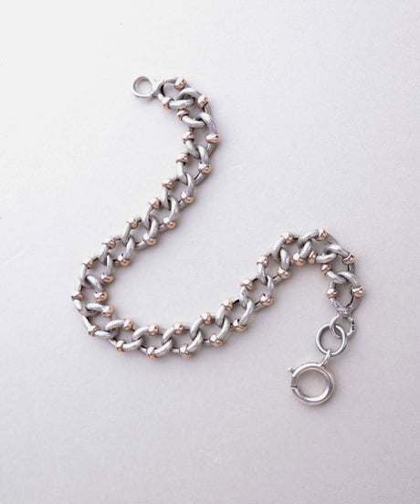 c.1890 France Gourmette Bracelet with Vermeil Accents / Silver 800