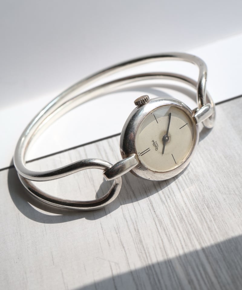 c.1960s France / Quilbé Paris シルバーバングルウォッチ / Si