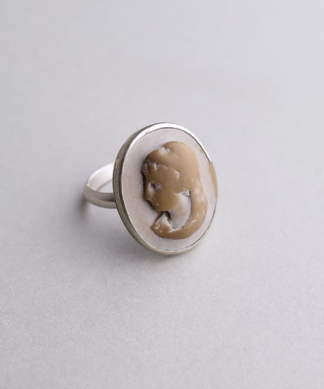 1943 Sweden / Italian Antique Lava Cameo Ring / Silver