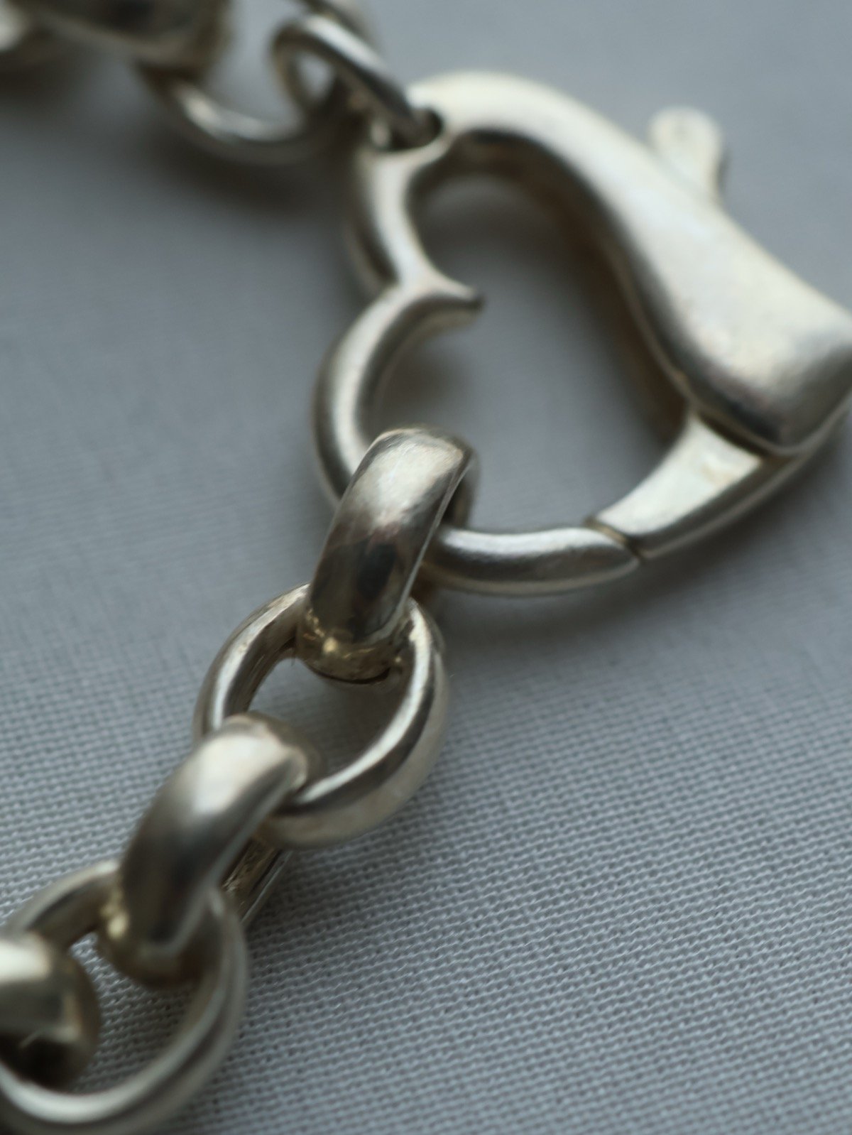 c.1980-90 Italy / ハートクラスプ/ロロチェーンブレスレット/ Silver