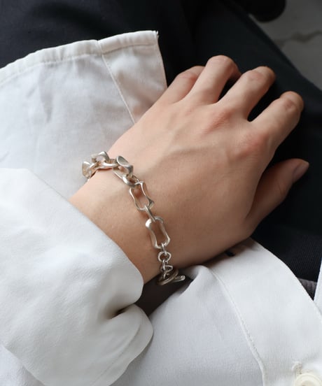 c.1970 France / Modernist Link Bracelet / Silver 925