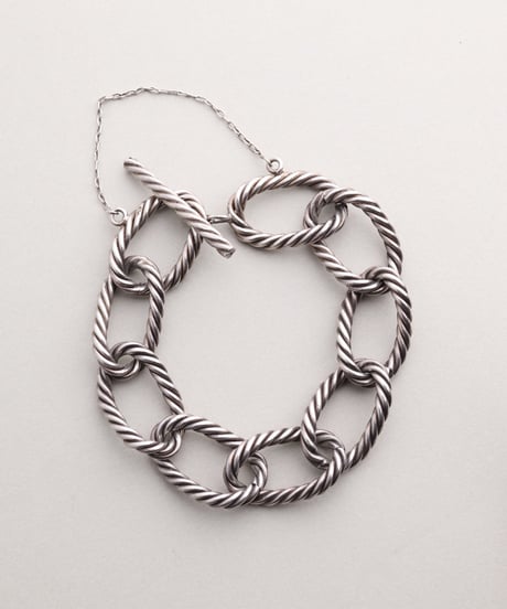 c.1950 France / Rope-edged Link Bracelet / Silver 800