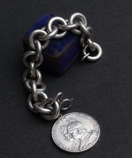 c.1930 Germany / ラウンドチェーンブレスレット / Silver 800 × 5マルクコイン