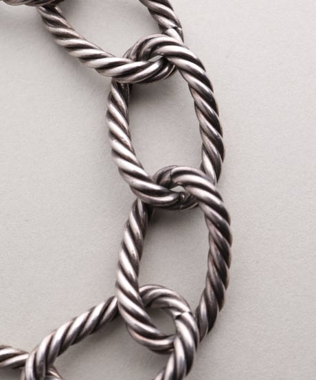 c.1950 France / Rope-edged Link Bracelet / Silver 800