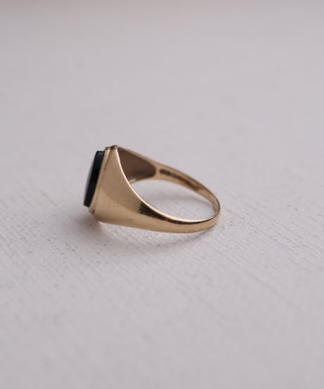 c.1970 England (Birmingham) / シグネットリング / 9ct Gold×Black Onyx