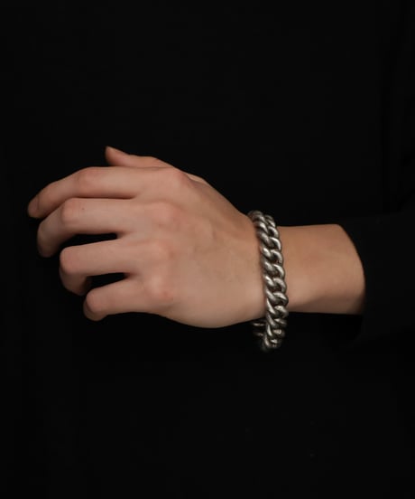c.1910 France / Art Deco Gourmette Bracelet / Silver 800