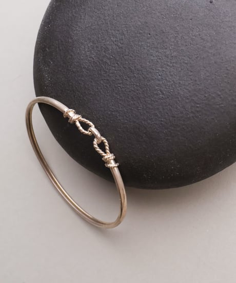 c.1940 France / Rope-linked Bangle / Silver 800 with Vermeil traces