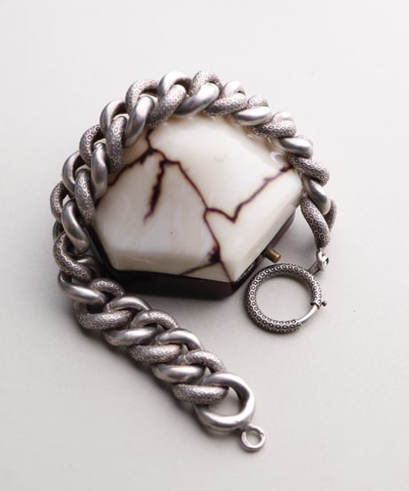c.1910 France / Art Deco Gourmette Bracelet / Silver 800