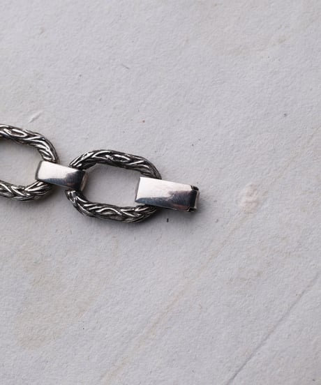 c.1950 France / Chevron Engraved ID Bracelet / Silver 800