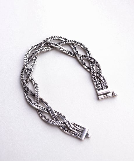 c.1950 Germany Braided Fox Tail Bracelet / Silver 835