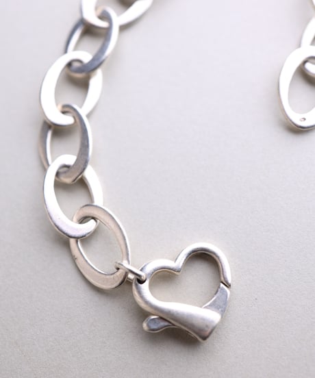 c.1980 Italy Modern Heart Chain Bracelet / Silver 925