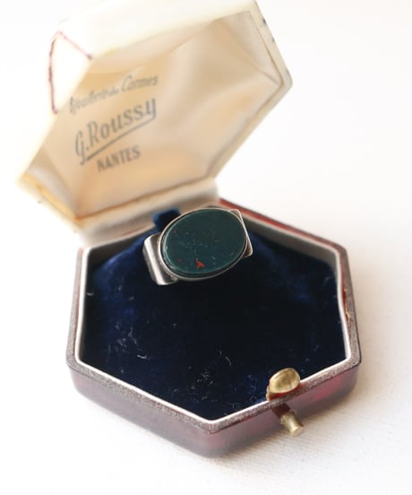 c.1921–1929 Czechoslovakia / アールデコ　シグネットリング / Silver 900 ✖️Bloodstone