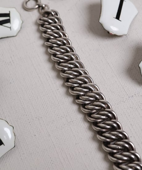 c.1960 France Paris / Double Gourmette Bracelet / Silver 800