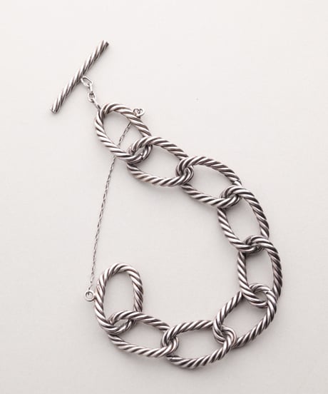 c.1950 France / Rope-edged Link Bracelet / Silver 800