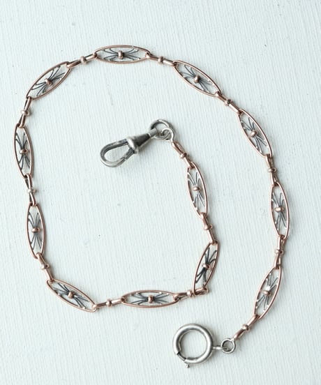 c.1900 France / ウォッチチェーン / ブレスレット　/ Silver 800 & Vermeil Rosé