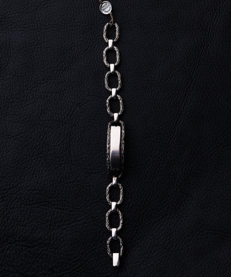 c.1950 France / Chevron Engraved ID Bracelet / Silver 800