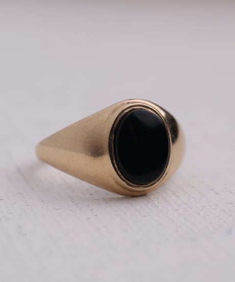 c.1970 England (Birmingham) / シグネットリング / 9ct Gold×Black Onyx