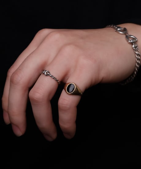 c.1970 England (Birmingham) / シグネットリング / 9ct Gold×Black Onyx