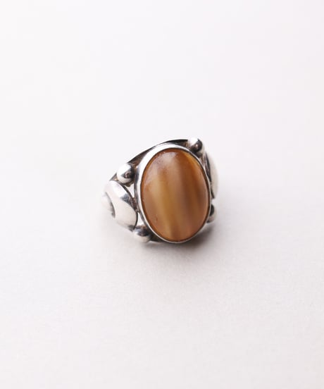 c.1921-29 Czechoslovakia Cubism Tiger Eye Ring / Silver 900