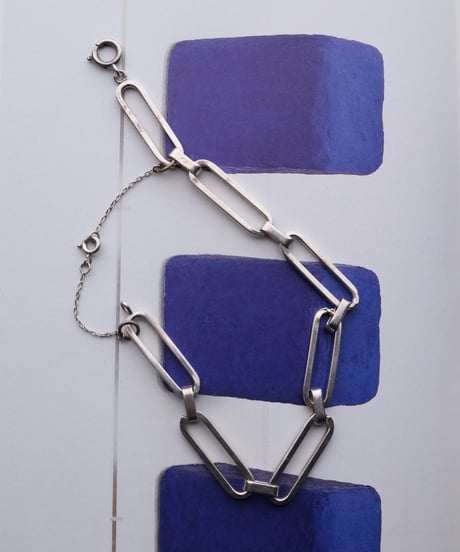 c.1950 France / Brutalism Chain Bracelet / Silver 800