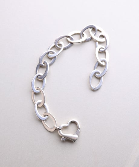 c.1980 Italy Modern Heart Chain Bracelet / Silver 925