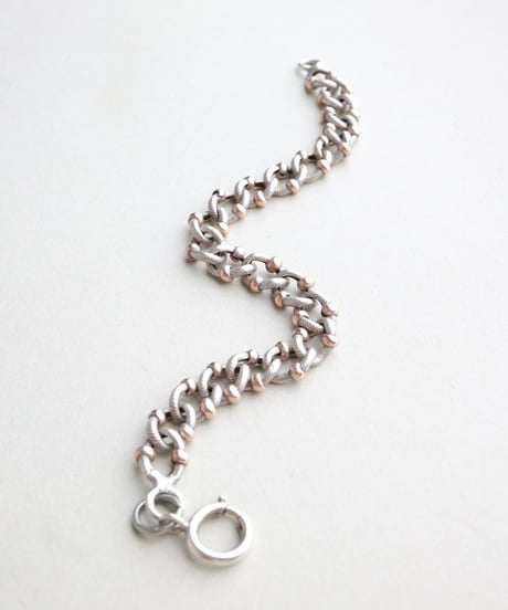 c.1890 France Gourmette Bracelet with Vermeil Accents / Silver 800