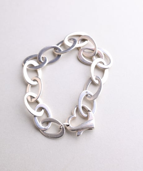 c.1980 Italy Modern Heart Chain Bracelet / Silver 925