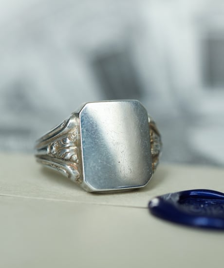 British vintage シグネットリング silver800 英国イギリス1962年製ヴィンテージ盾シールド型印台スターリング