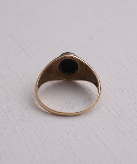 c.1970 England (Birmingham) / シグネットリング / 9ct Gold×Black Onyx