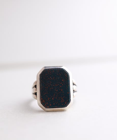 c.1930 Germany / Signet Ring / Bloodstone × Silver 835