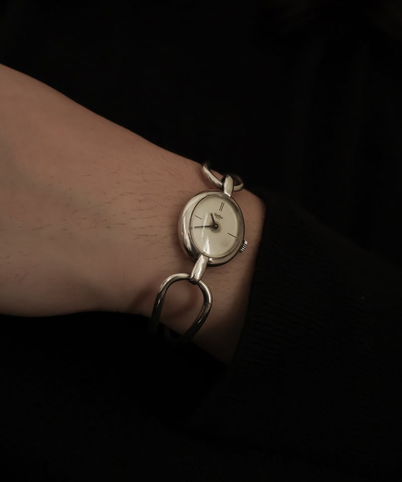 c.1960s France / Quilbé Paris シルバーバングルウォッチ / Si
