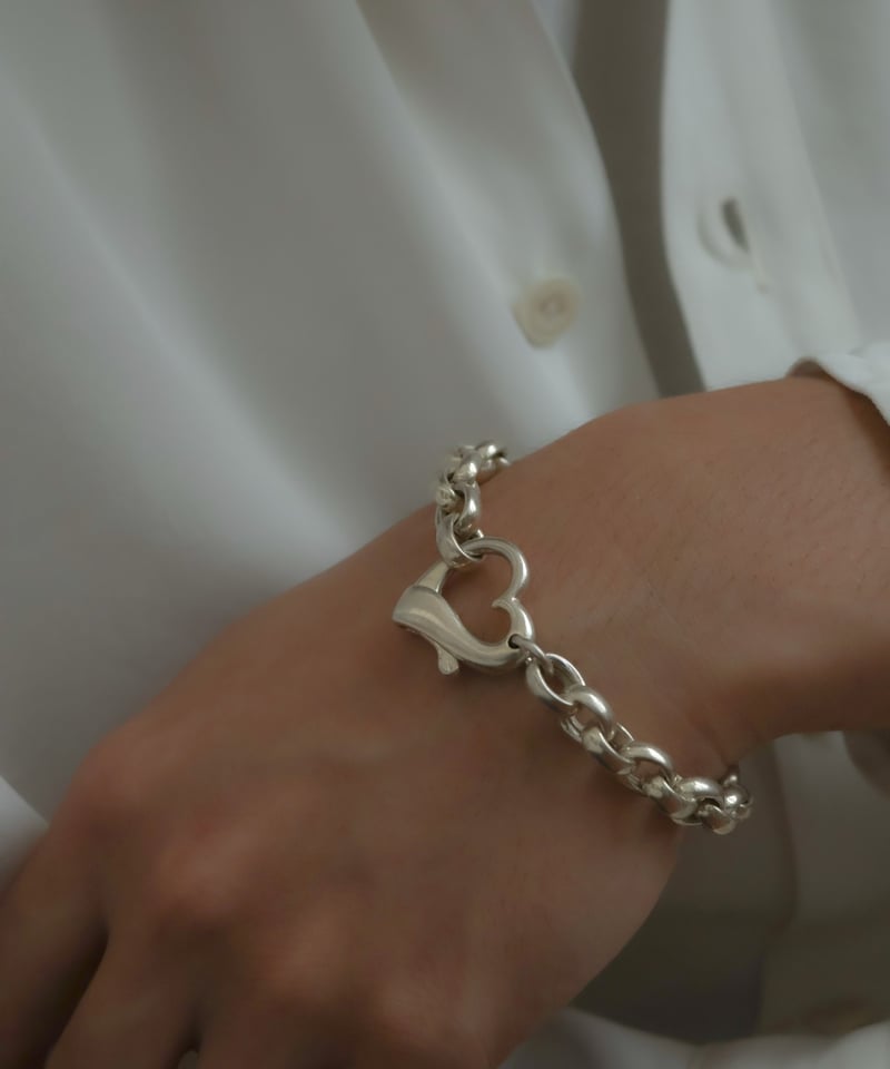 c.1980-90 Italy / ハートクラスプ/ロロチェーンブレスレット/ Silver