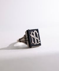 c.1945–49 Czechoslovakia / Black Onyx Monogram Ring / Silver 800